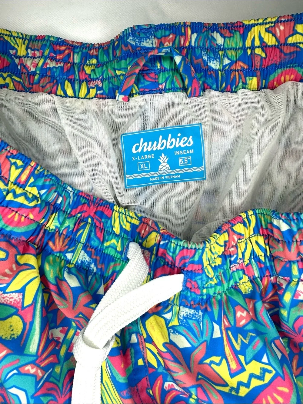 Chubbies Men’s Stretch Swim Trunks Banana Palm Tree Pattern Size XL